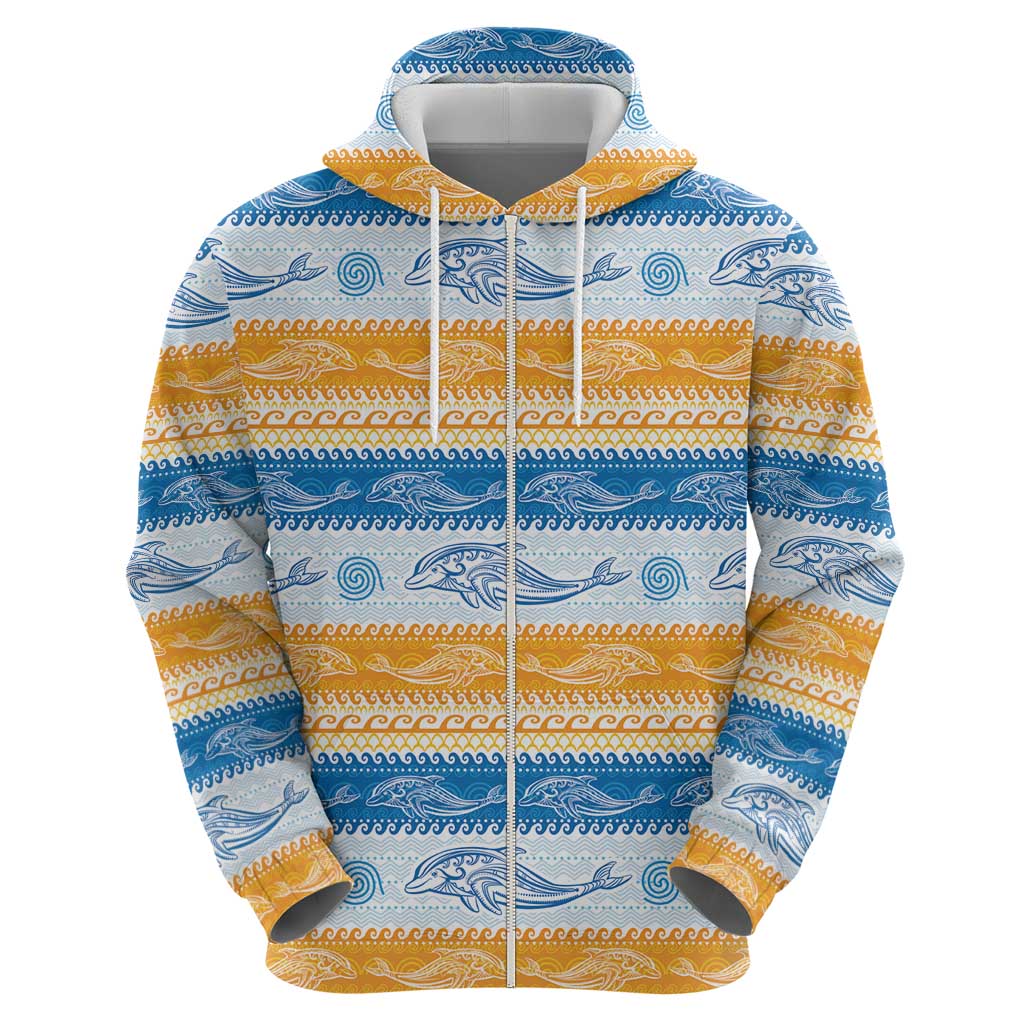 Anguilla Dolphins Pattern Hoodie Orange And Blue LT01