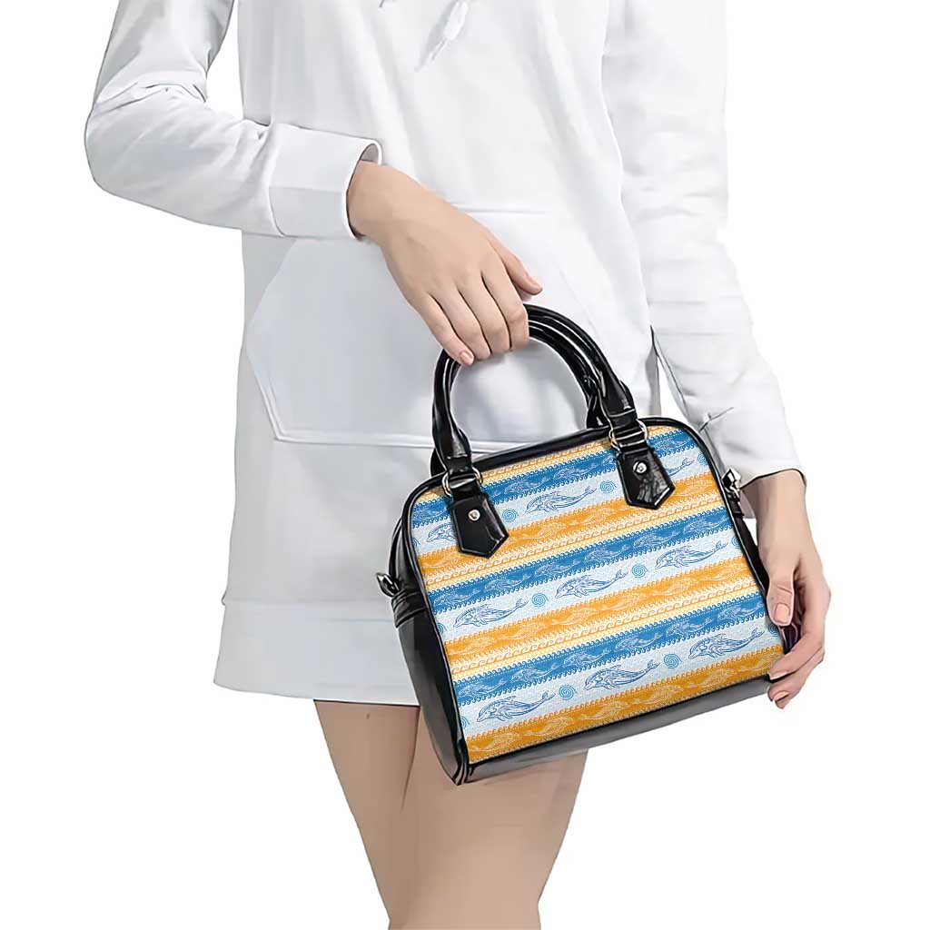 Anguilla Dolphins Pattern Shoulder Handbag Orange And Blue LT01