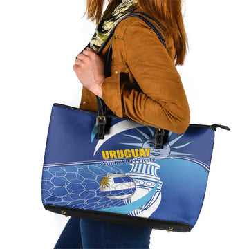 Uruguay 2024 Football Champions Leather Tote Bag Vamos La Celeste LT01