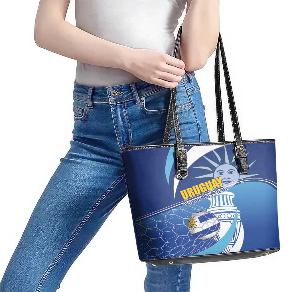 Uruguay 2024 Football Champions Leather Tote Bag Vamos La Celeste LT01