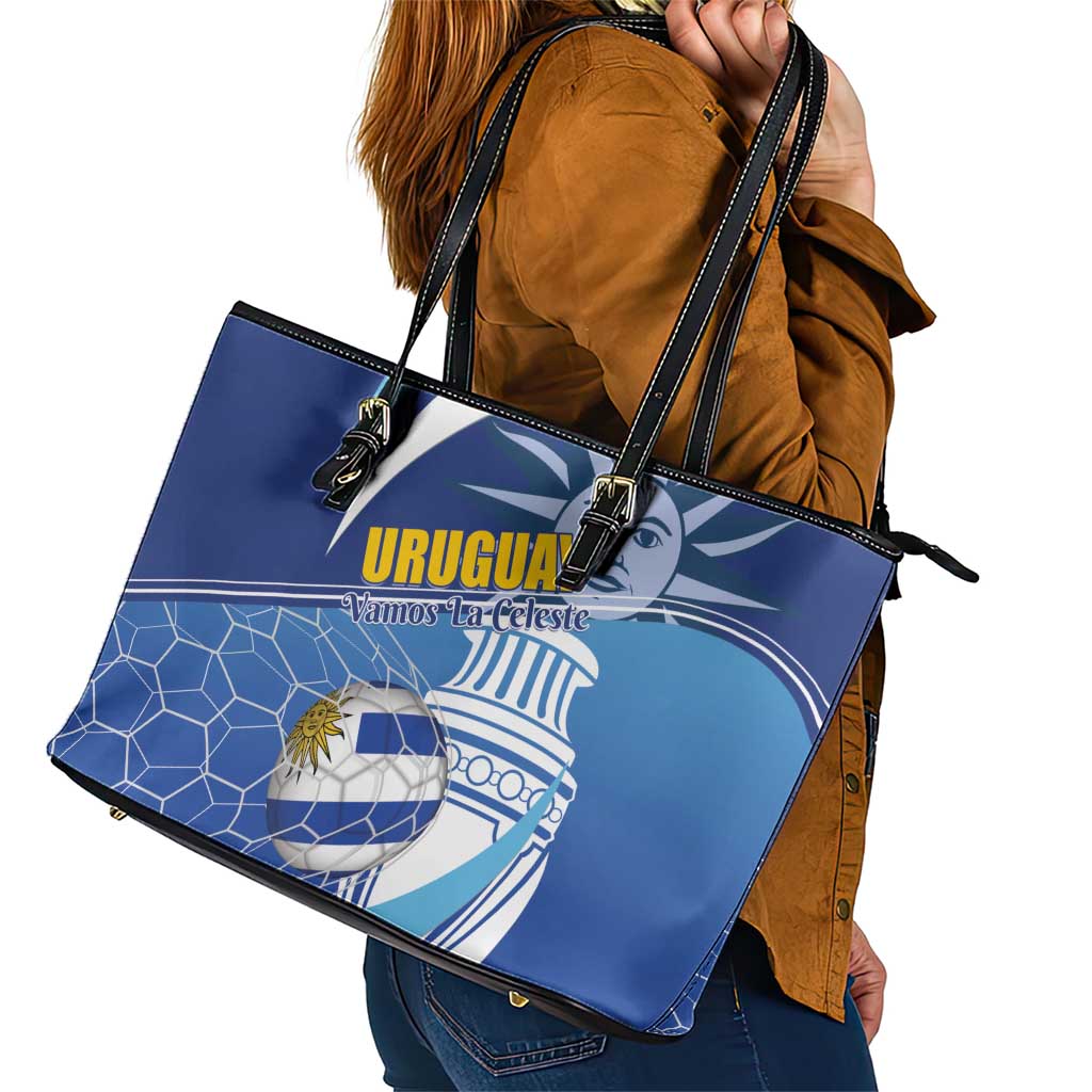 Uruguay 2024 Football Champions Leather Tote Bag Vamos La Celeste LT01