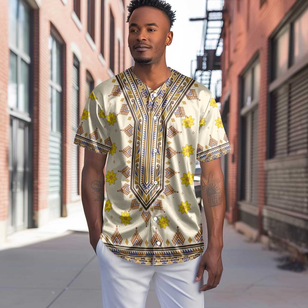 Enkutatash Dashiki Adey Abeba Pattern Baseball Jersey LT01