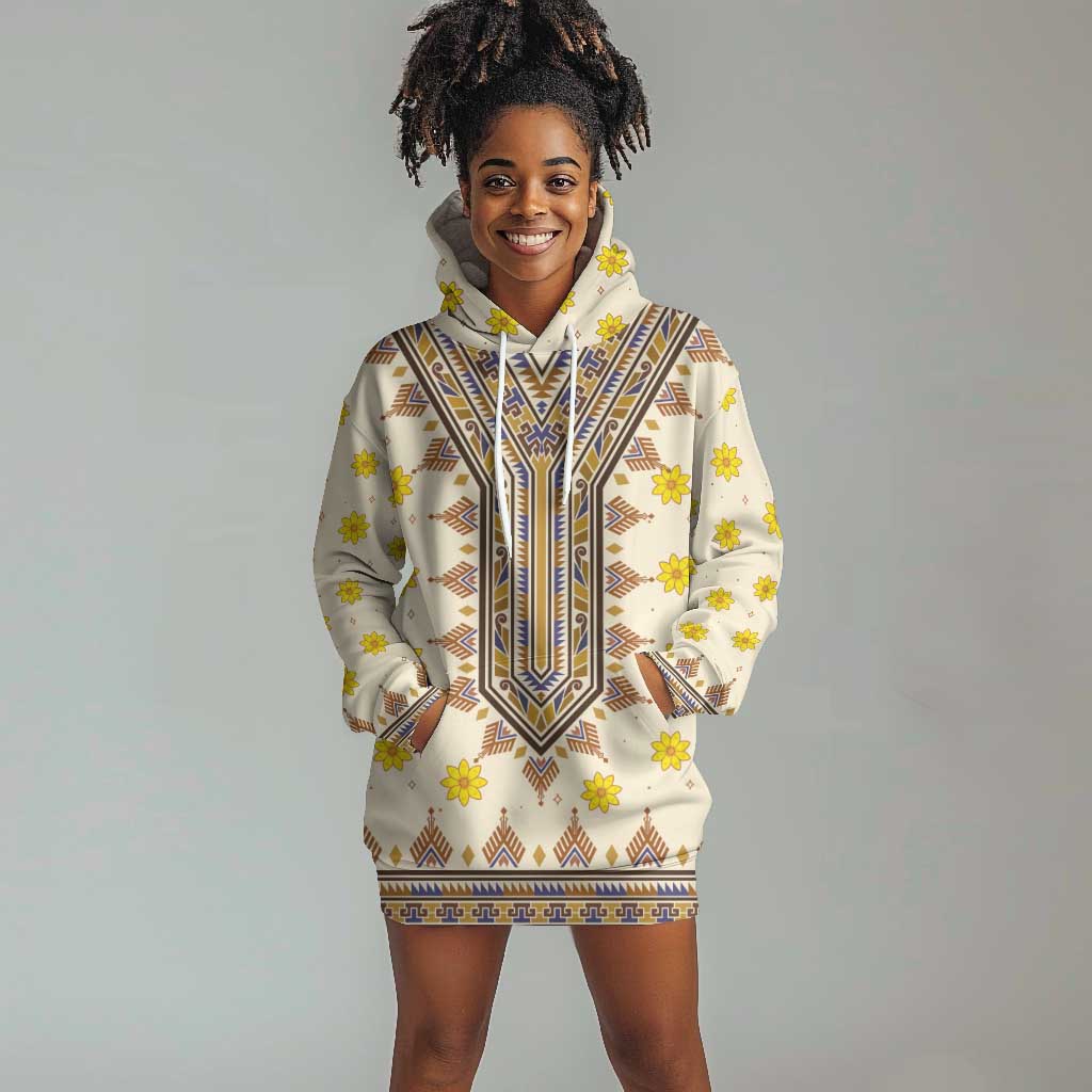 Enkutatash Dashiki Adey Abeba Pattern Hoodie Dress LT01