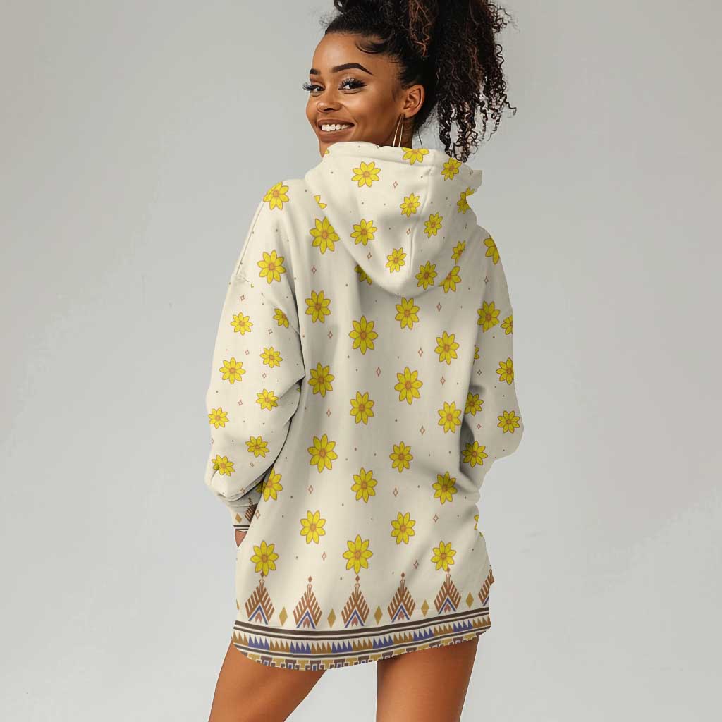 Enkutatash Dashiki Adey Abeba Pattern Hoodie Dress LT01
