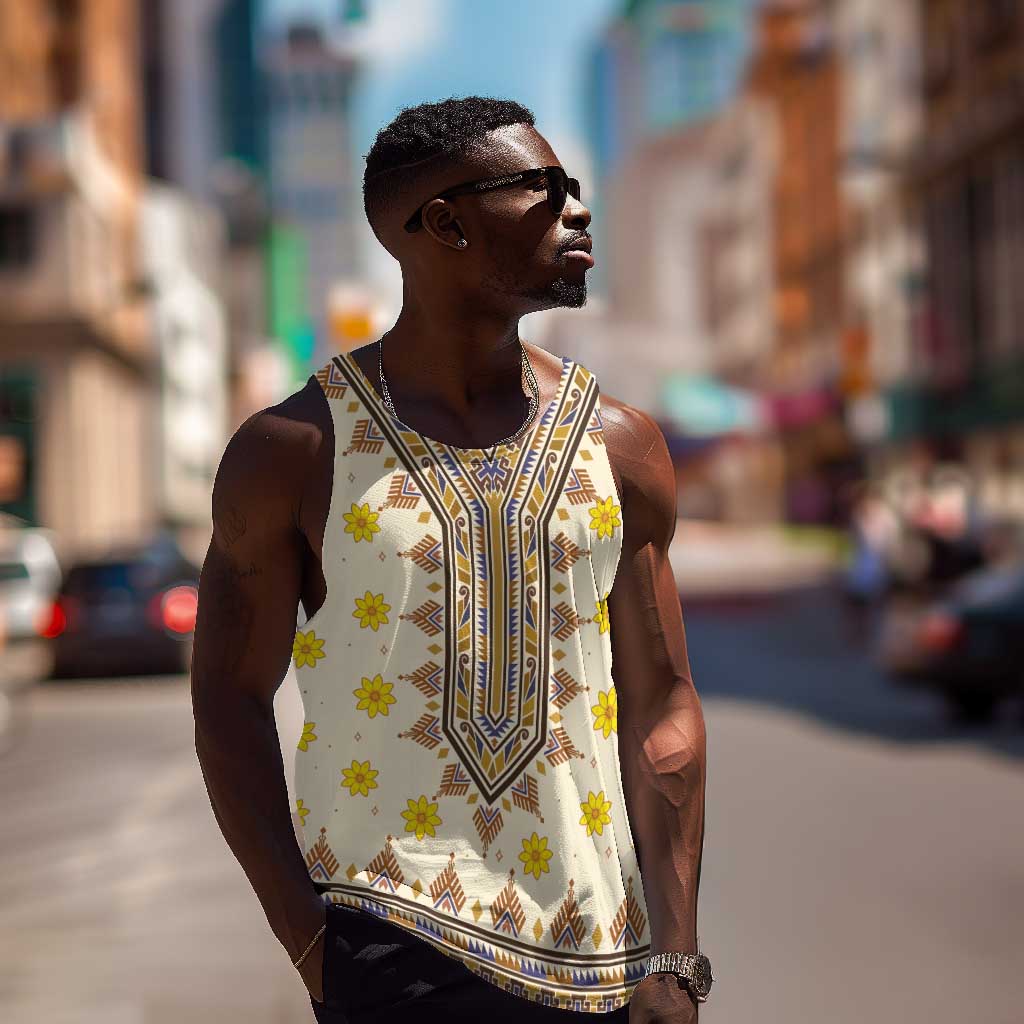 Enkutatash Dashiki Adey Abeba Pattern Men Tank Top LT01