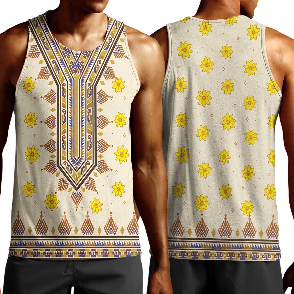 Enkutatash Dashiki Adey Abeba Pattern Men Tank Top LT01