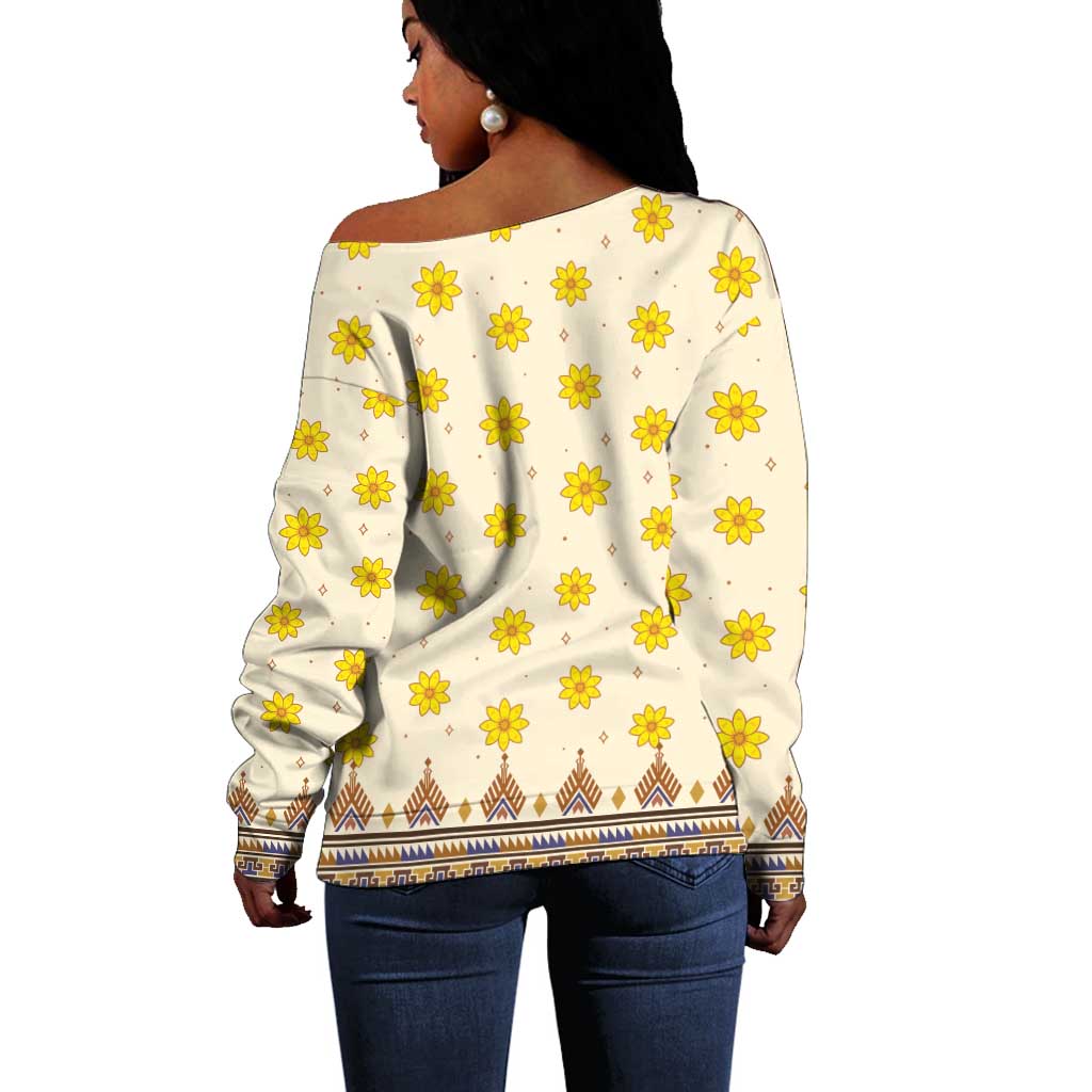 Enkutatash Dashiki Adey Abeba Pattern Off Shoulder Sweater LT01