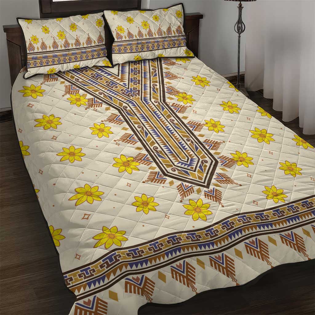 Enkutatash Dashiki Adey Abeba Pattern Quilt Bed Set LT01