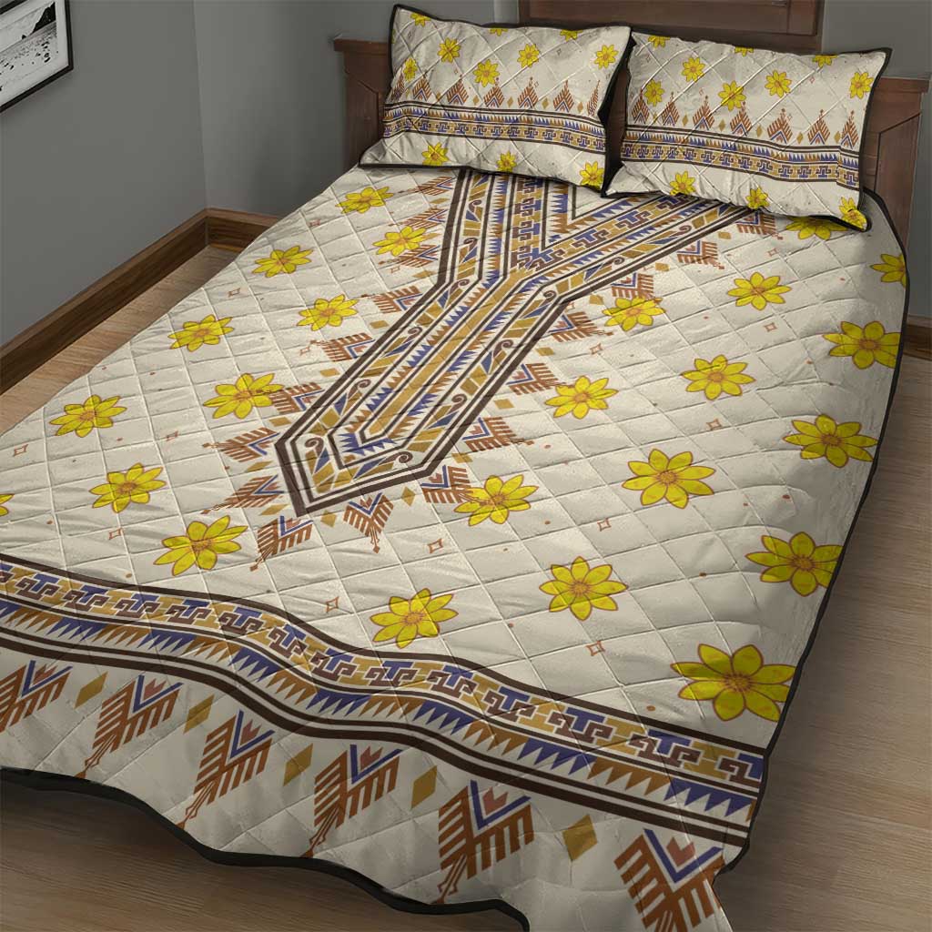 Enkutatash Dashiki Adey Abeba Pattern Quilt Bed Set LT01