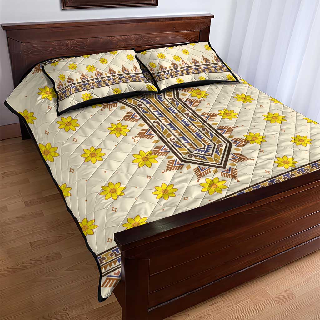 Enkutatash Dashiki Adey Abeba Pattern Quilt Bed Set LT01