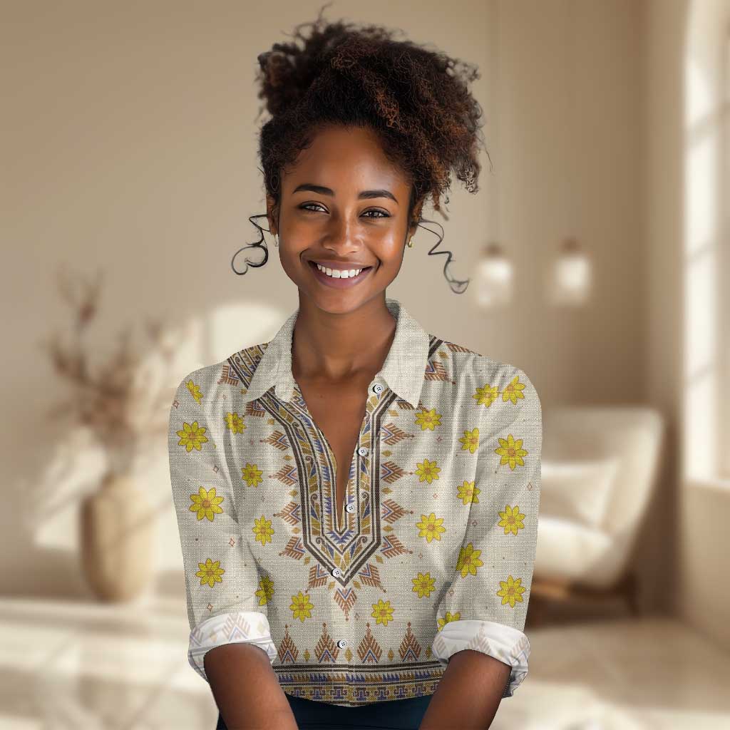 Enkutatash Dashiki Adey Abeba Pattern Women Casual Shirt LT01