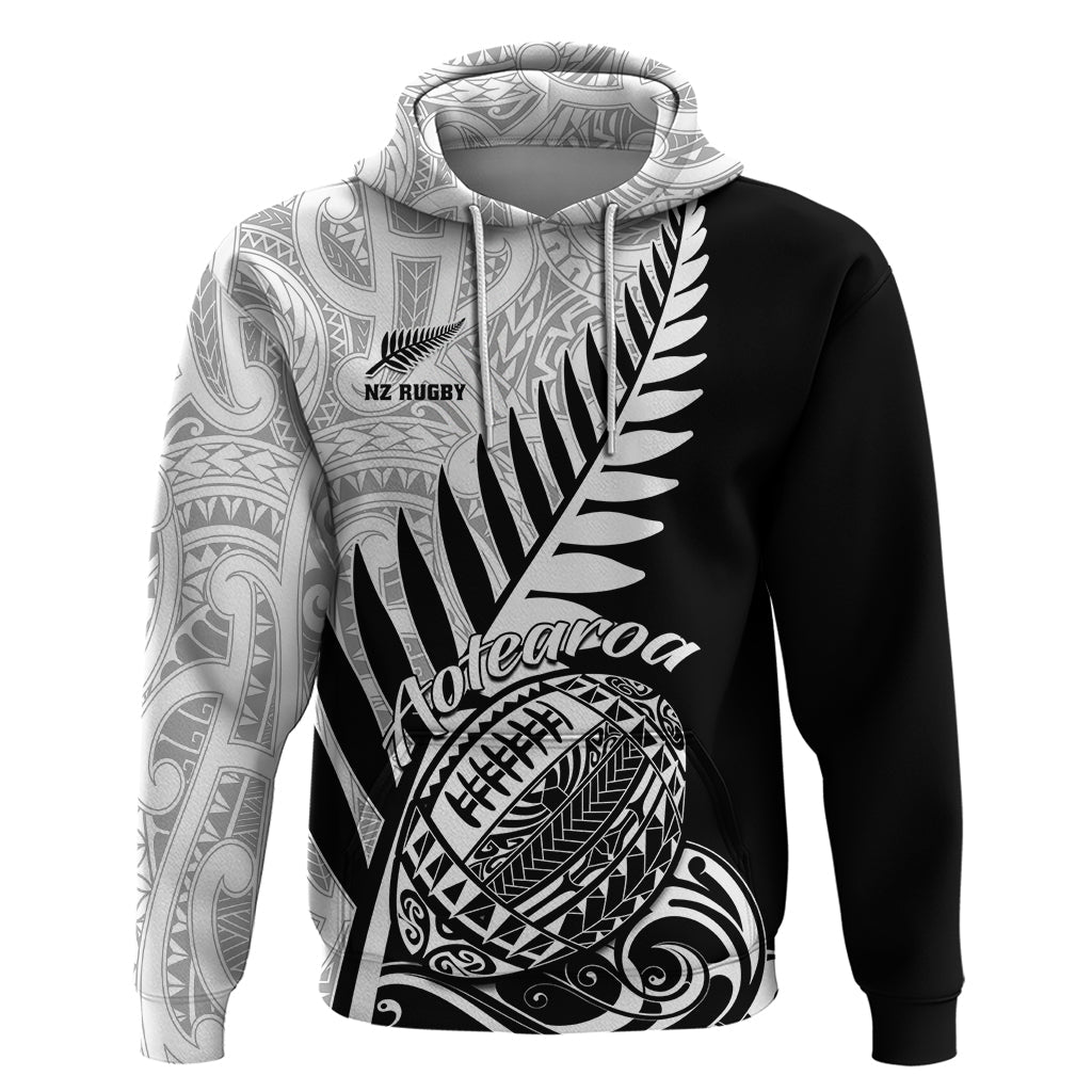 Custom New Zealand Silver Fern Rugby Hoodie Aotearoa Maori Black Version LT01