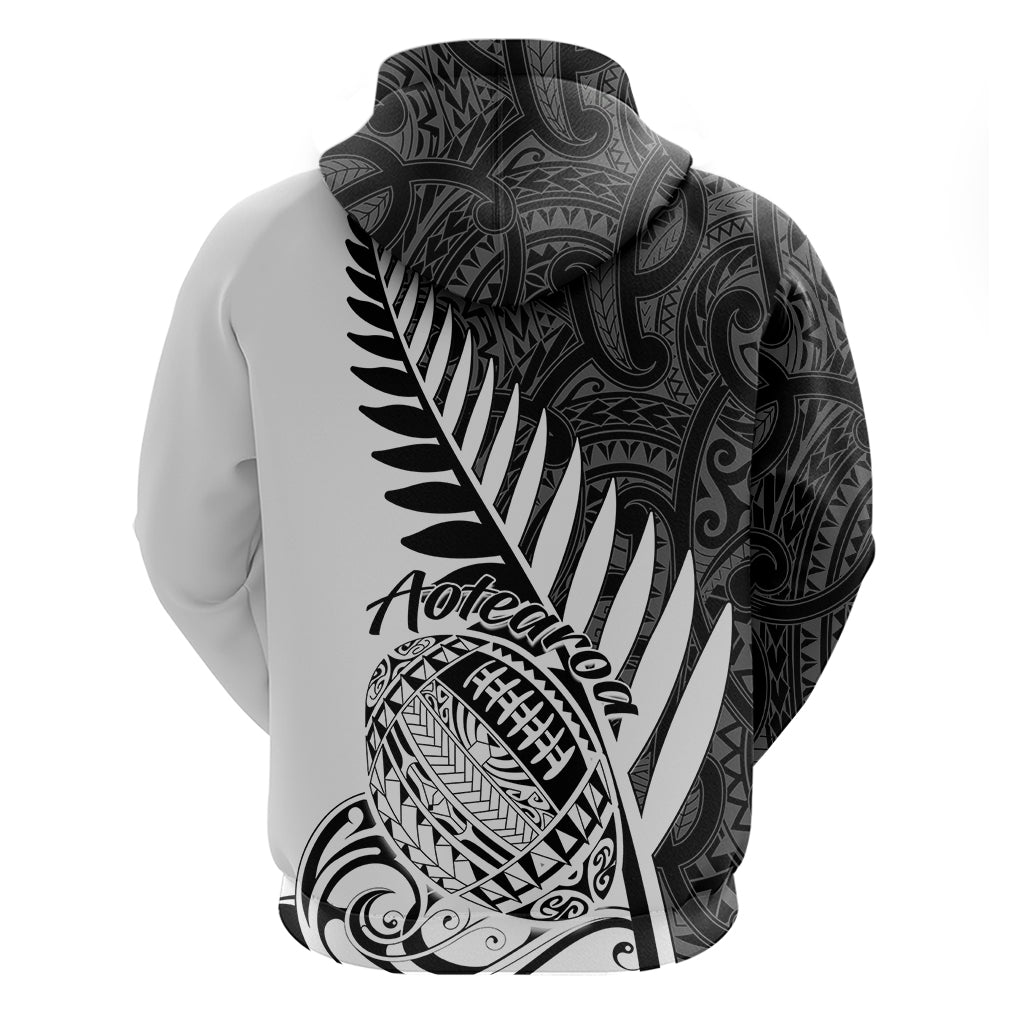 New Zealand Silver Fern Rugby Hoodie Aotearoa Maori White Version LT01
