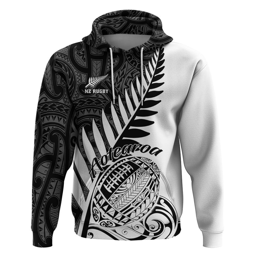 Custom New Zealand Silver Fern Rugby Hoodie Aotearoa Maori White Version LT01
