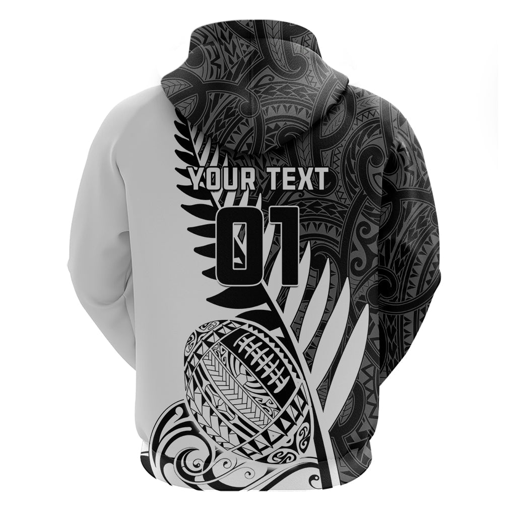 Custom New Zealand Silver Fern Rugby Hoodie Aotearoa Maori White Version LT01