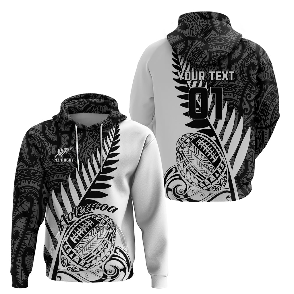 Custom New Zealand Silver Fern Rugby Hoodie Aotearoa Maori White Version LT01