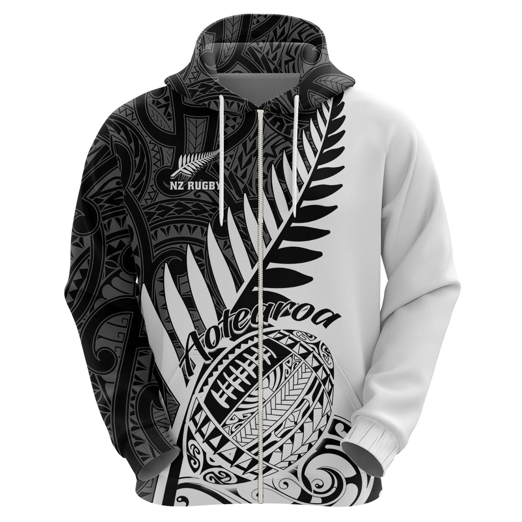 Custom New Zealand Silver Fern Rugby Hoodie Aotearoa Maori White Version LT01