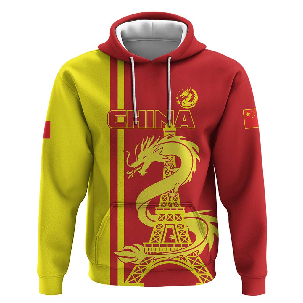 Custom China Hoodie Chinese Dragon With Eiffel Tower LT01