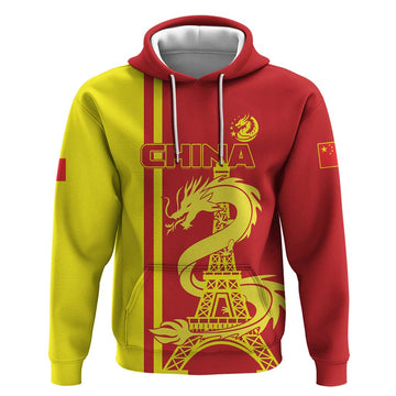 Custom China Hoodie Chinese Dragon With Eiffel Tower LT01