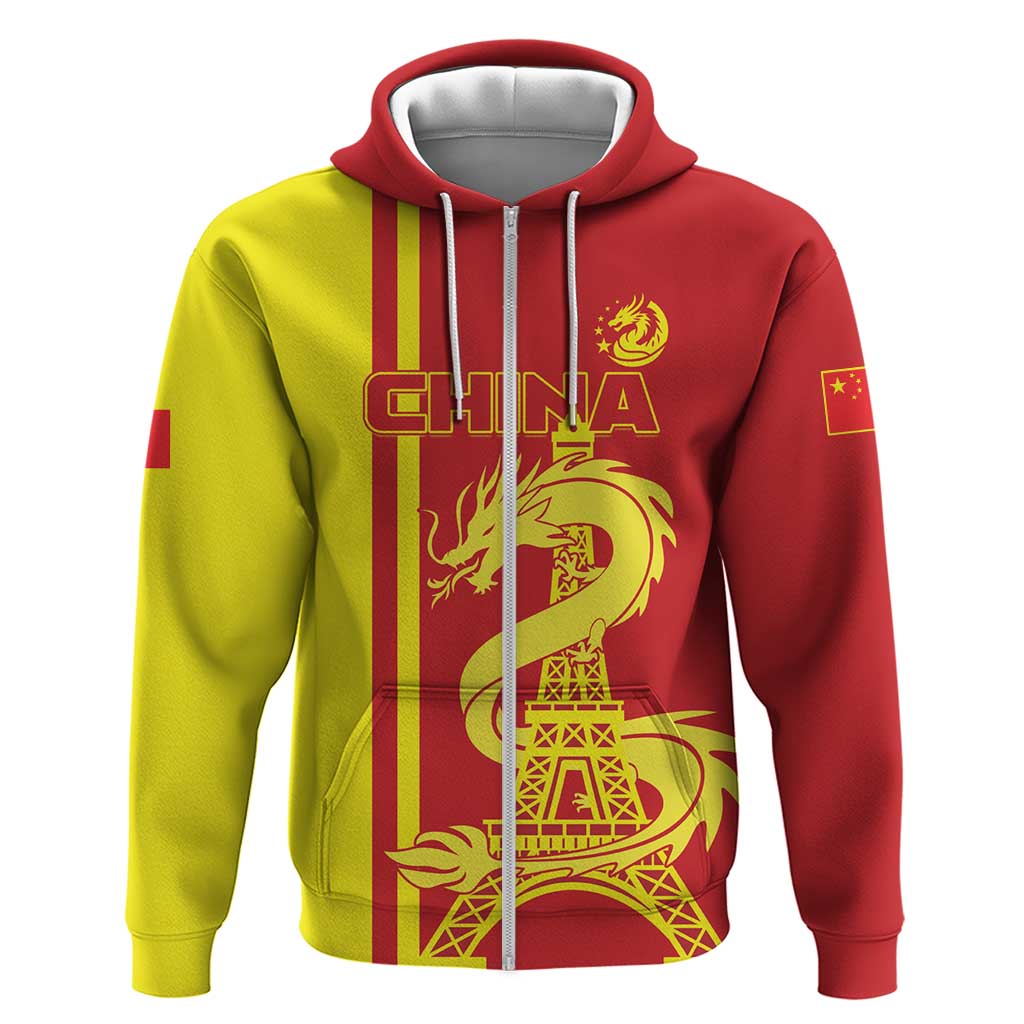 Custom China Hoodie Chinese Dragon With Eiffel Tower LT01