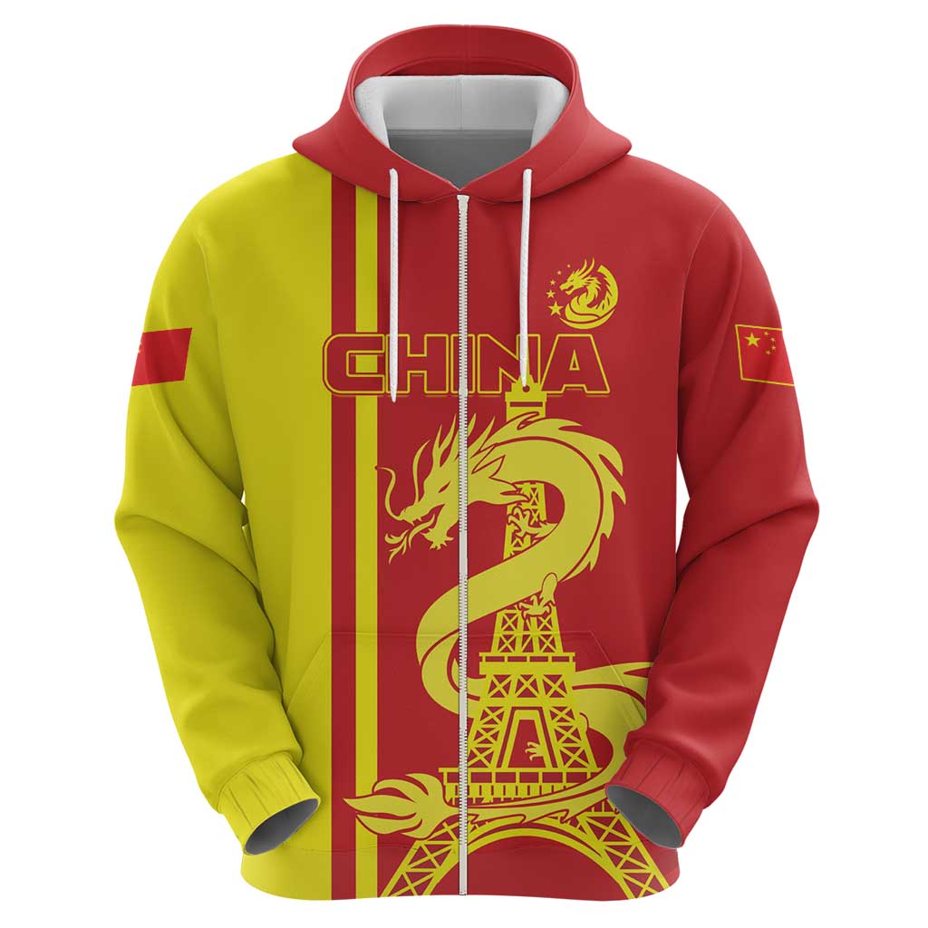 Custom China Hoodie Chinese Dragon With Eiffel Tower LT01