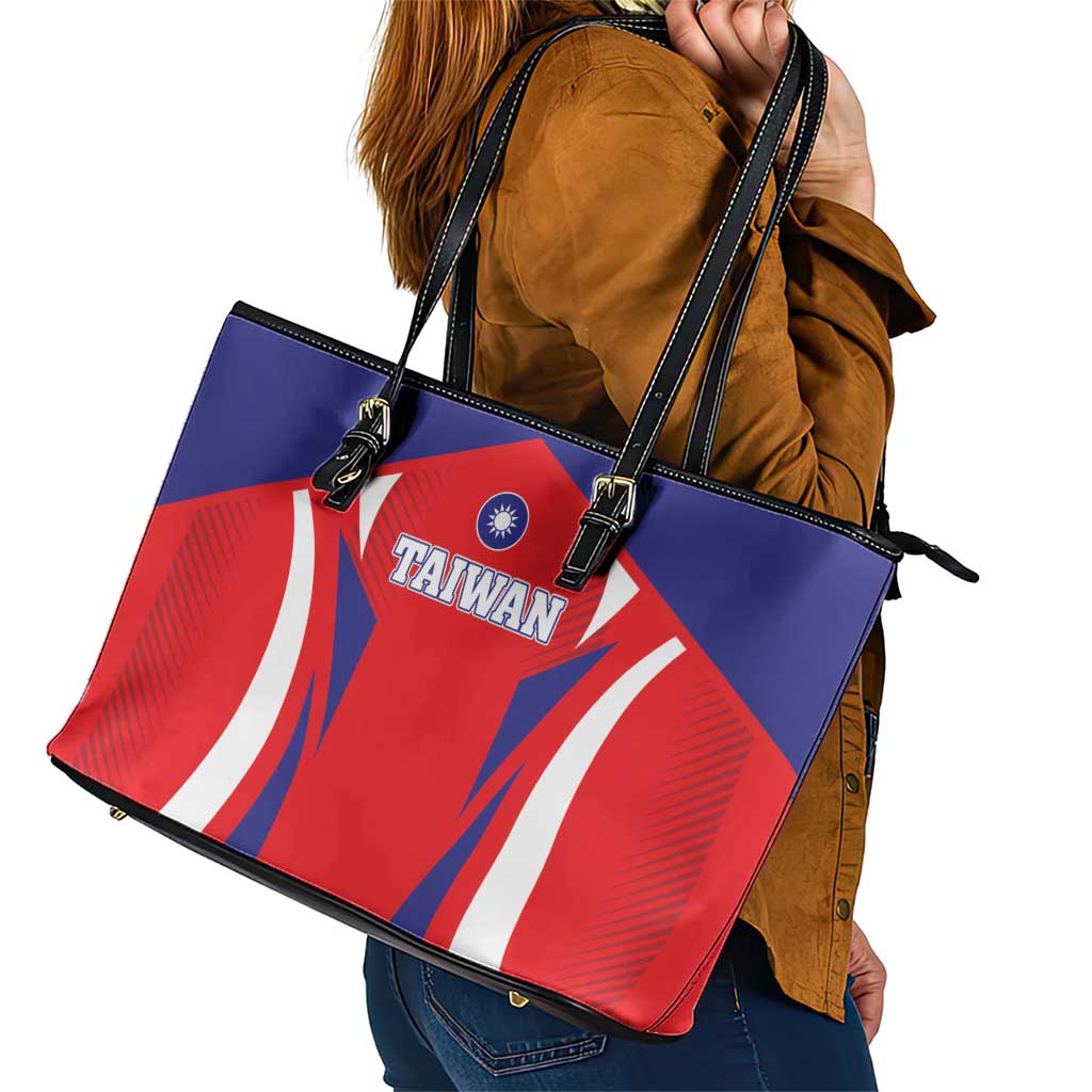 Custom Taiwan Leather Tote Bag Taiwanese Sporty Flag Style LT01