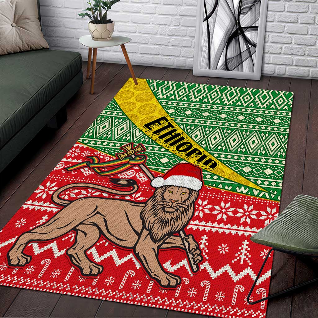 Ethiopia Christmas Area Rug - Melkam Gena with African Pattern LT01