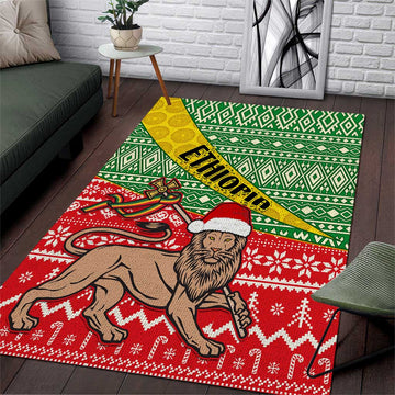 Ethiopia Christmas Area Rug - Melkam Gena with African Pattern LT01