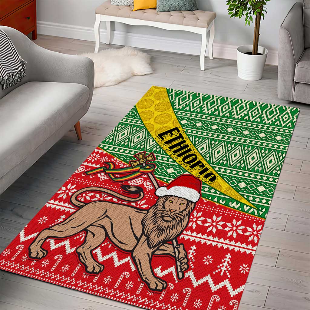 Ethiopia Christmas Area Rug - Melkam Gena with African Pattern LT01
