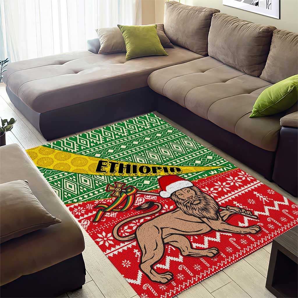 Ethiopia Christmas Area Rug - Melkam Gena with African Pattern LT01