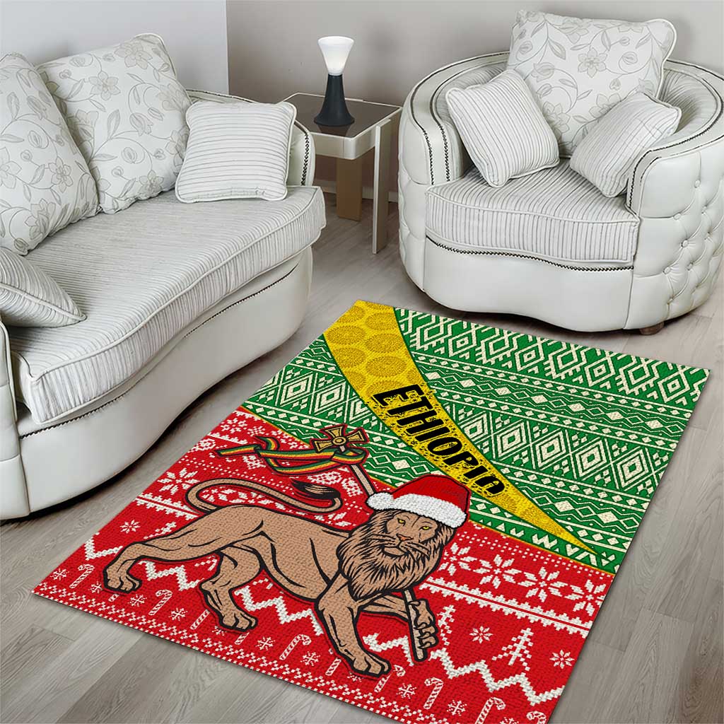 Ethiopia Christmas Area Rug - Melkam Gena with African Pattern LT01