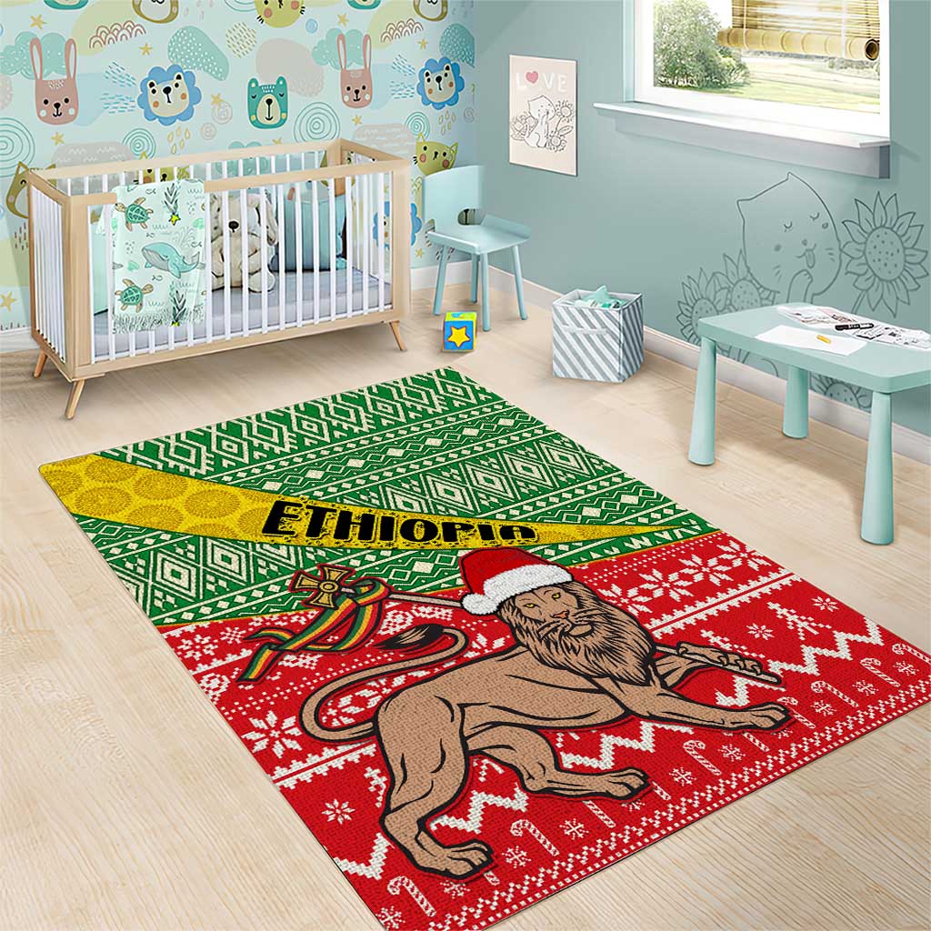 Ethiopia Christmas Area Rug - Melkam Gena with African Pattern LT01