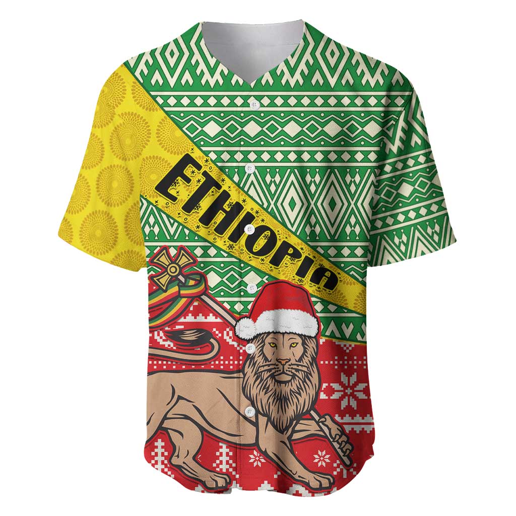 Ethiopia Christmas Baseball Jersey - Melkam Gena with African Pattern LT01