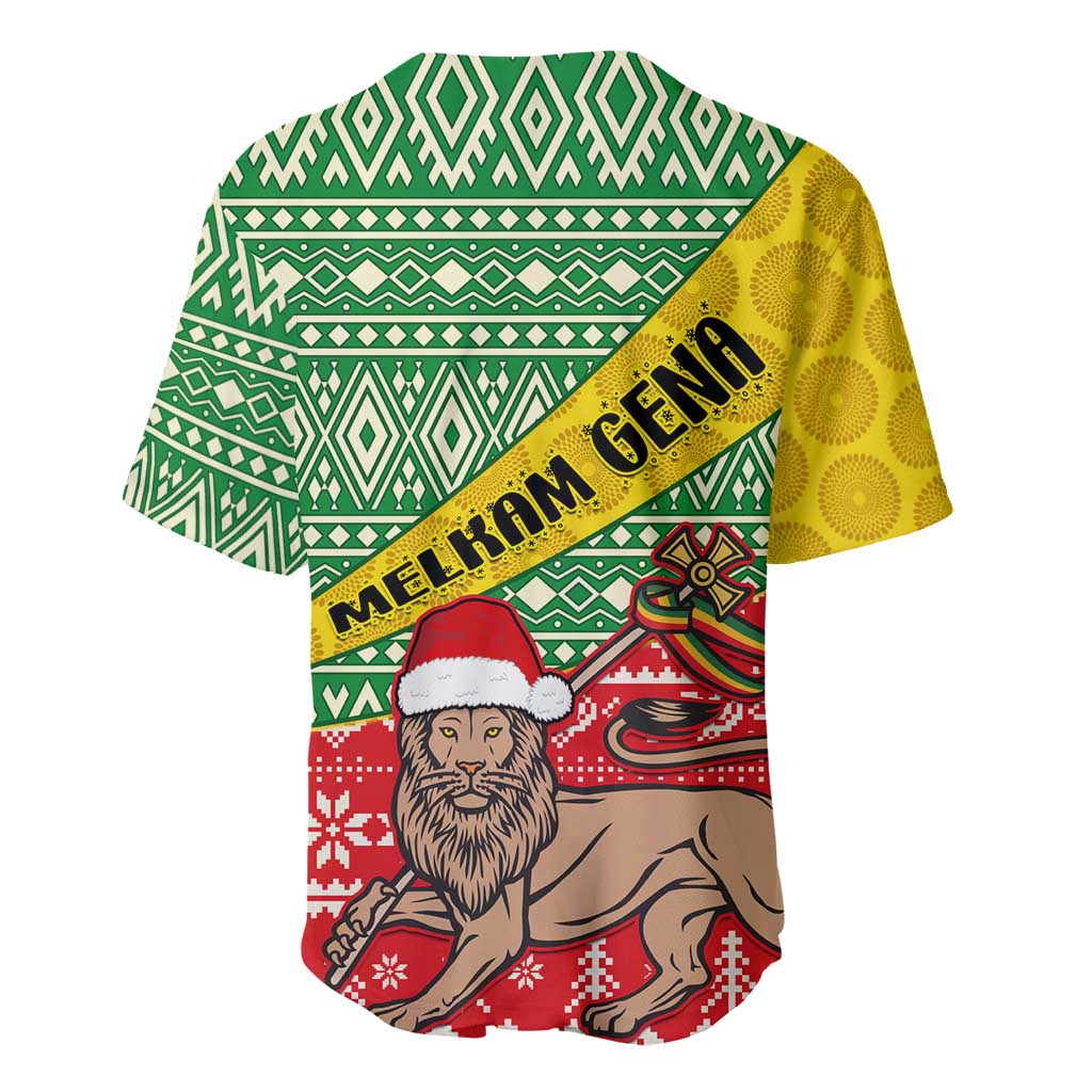 Ethiopia Christmas Baseball Jersey - Melkam Gena with African Pattern LT01