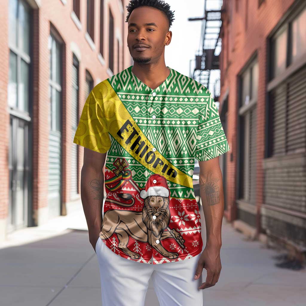 Ethiopia Christmas Baseball Jersey - Melkam Gena with African Pattern LT01