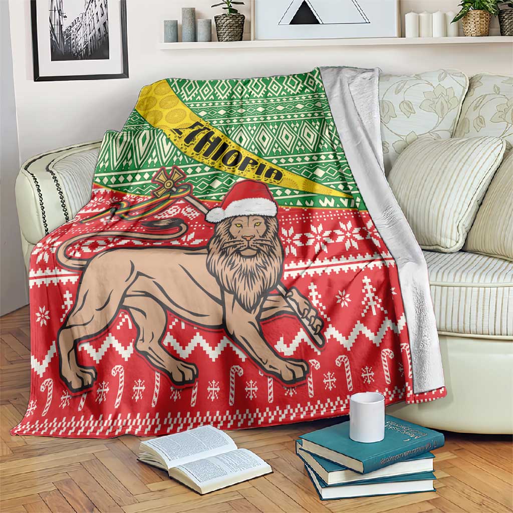Ethiopia Christmas Blanket - Melkam Gena with African Pattern LT01