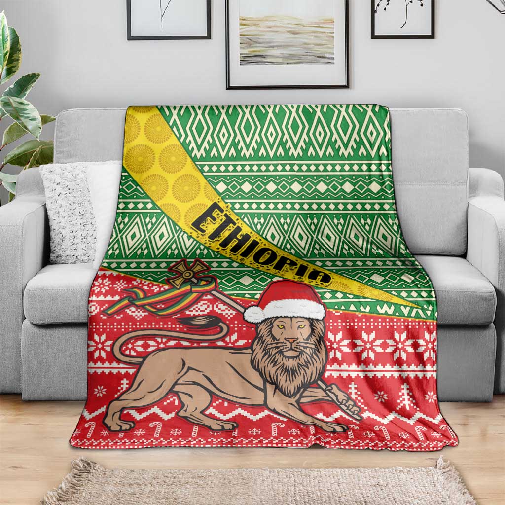 Ethiopia Christmas Blanket - Melkam Gena with African Pattern LT01