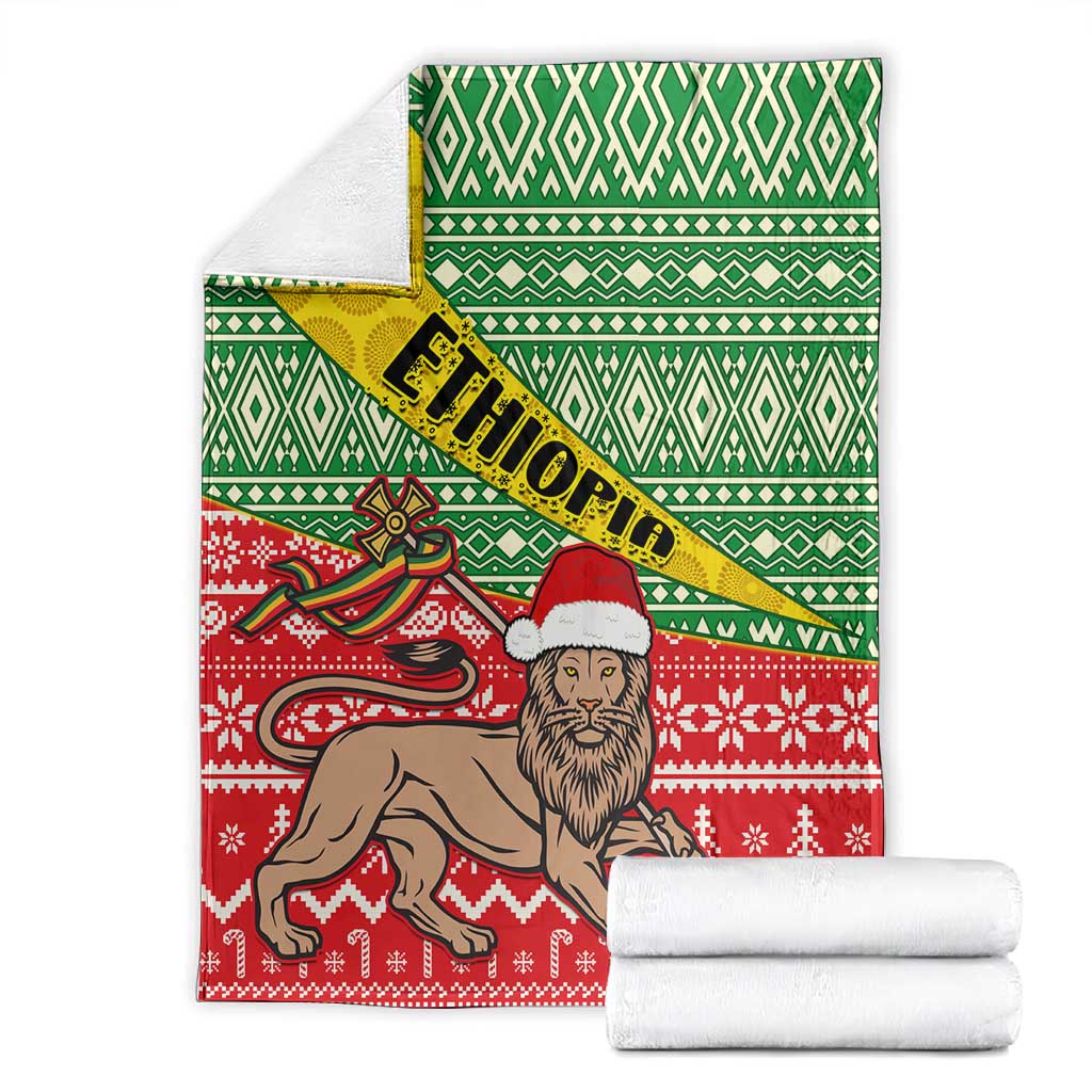 Ethiopia Christmas Blanket - Melkam Gena with African Pattern LT01