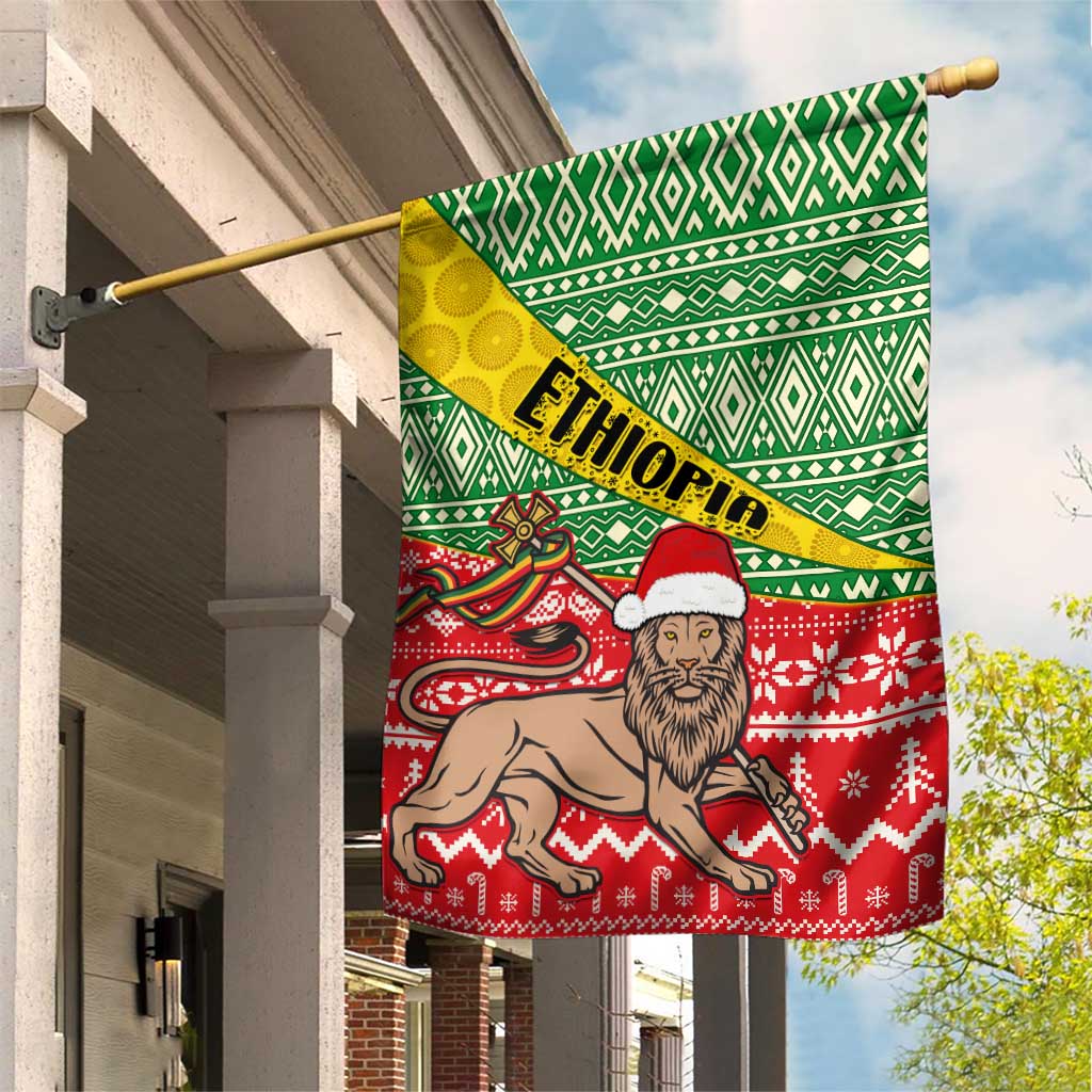 Ethiopia Christmas Garden Flag - Melkam Gena with African Pattern LT01