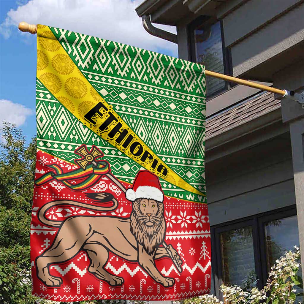 Ethiopia Christmas Garden Flag - Melkam Gena with African Pattern LT01