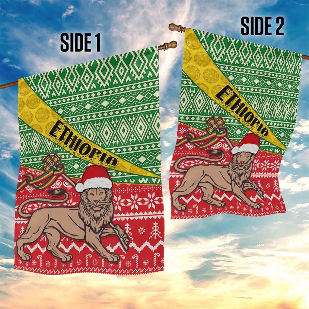Ethiopia Christmas Garden Flag - Melkam Gena with African Pattern LT01