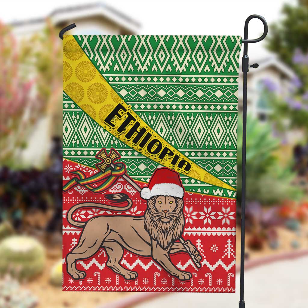 Ethiopia Christmas Garden Flag - Melkam Gena with African Pattern LT01