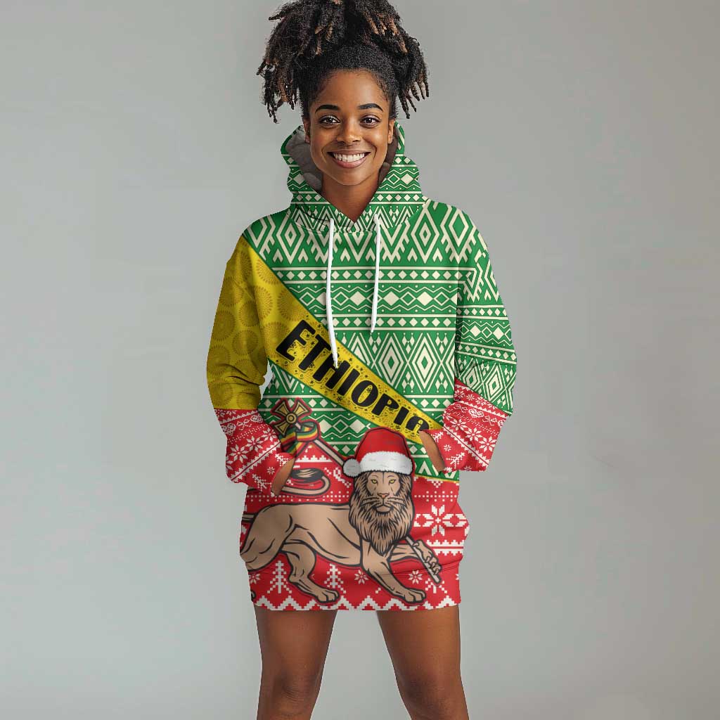 Ethiopia Christmas Hoodie Dress - Melkam Gena with African Pattern LT01