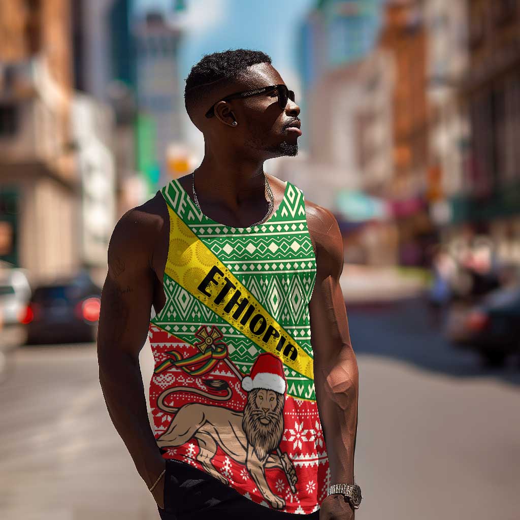 Ethiopia Christmas Men Tank Top - Melkam Gena with African Pattern LT01