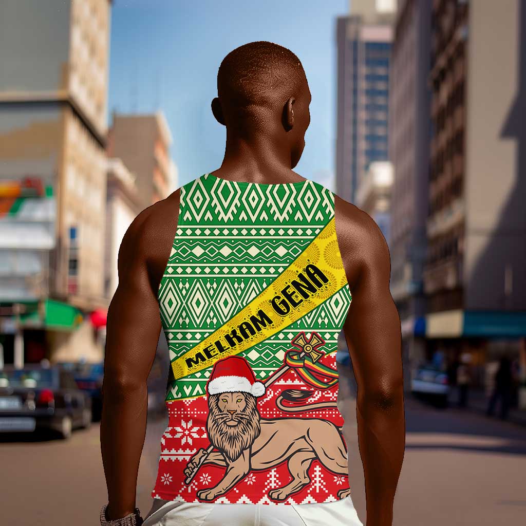 Ethiopia Christmas Men Tank Top - Melkam Gena with African Pattern LT01