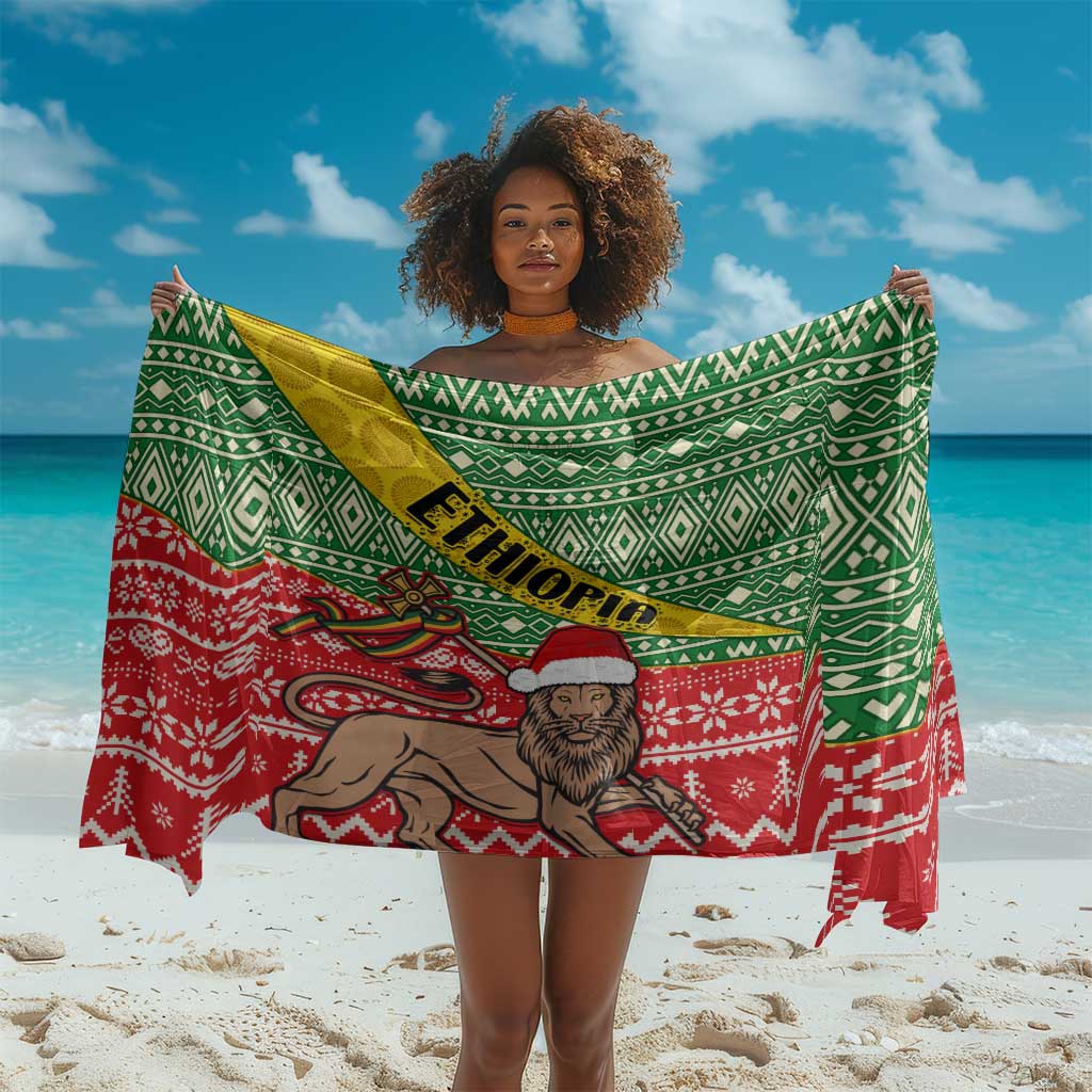 Ethiopia Christmas Sarong - Melkam Gena with African Pattern LT01