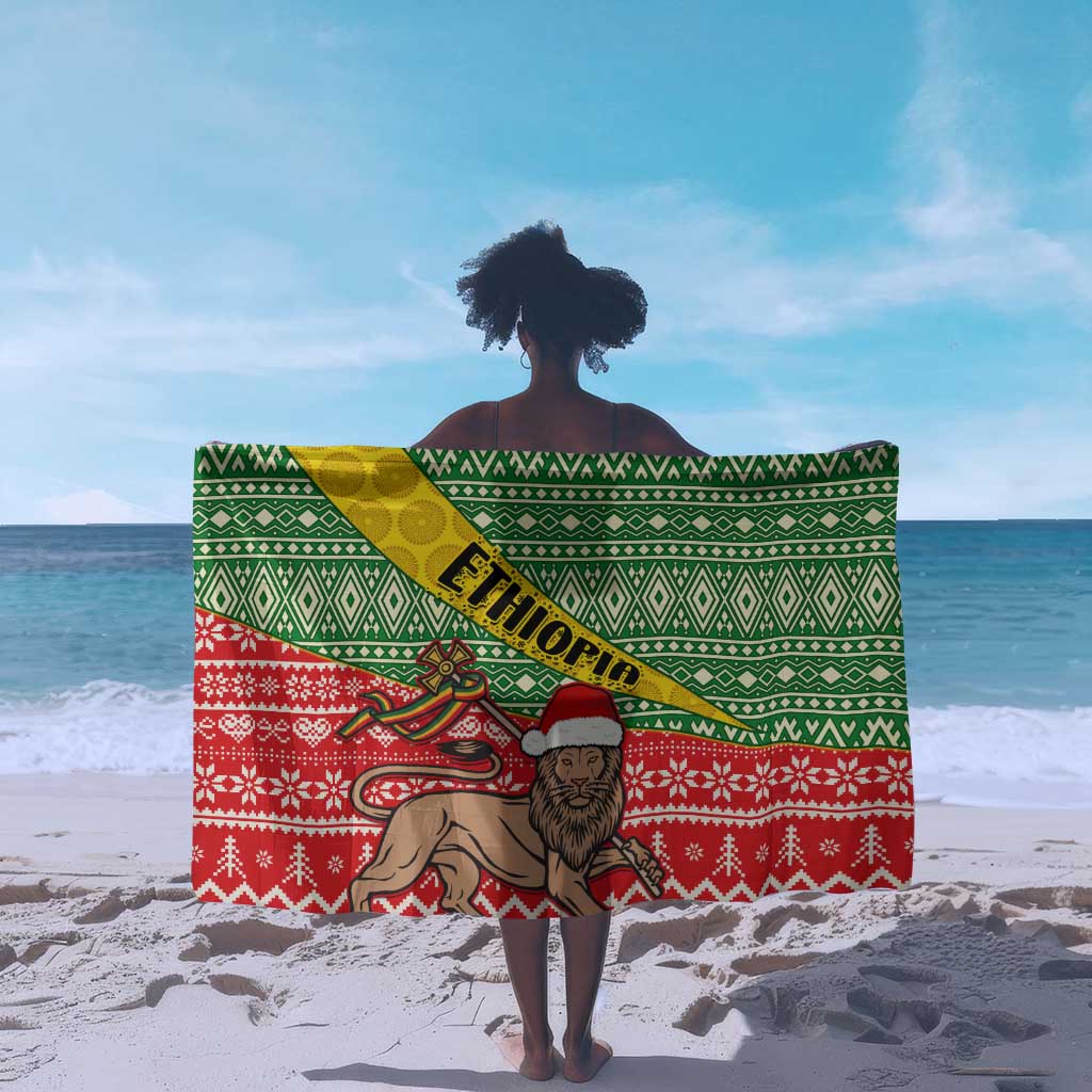 Ethiopia Christmas Sarong - Melkam Gena with African Pattern LT01