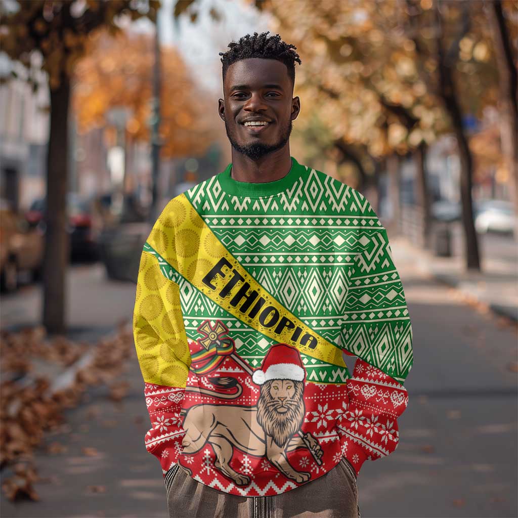 Ethiopia Christmas Sweatshirt - Melkam Gena with African Pattern LT01