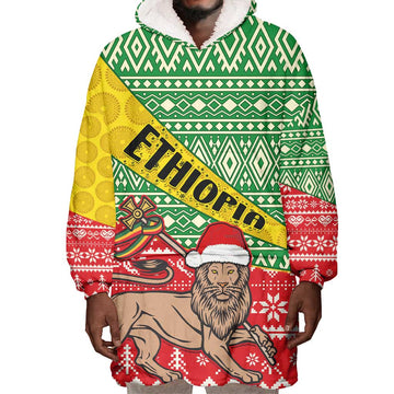 Ethiopia Christmas Wearable Blanket Hoodie - Melkam Gena with African Pattern LT01