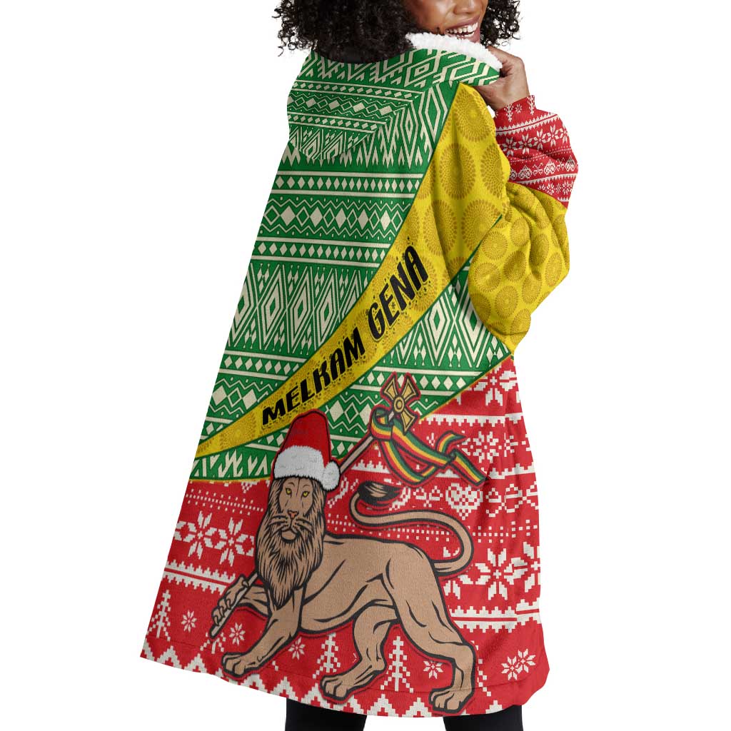 Ethiopia Christmas Wearable Blanket Hoodie - Melkam Gena with African Pattern LT01